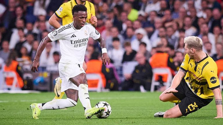 Vinicius Jr. (l.) liefert gegen den BVB eine Gala-Vorstellung ab.