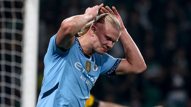 Erling Haaland konnte die City-Niederlage gegen Sporting nicht verhindern. 