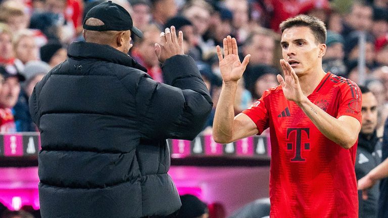 Joao Palhinha (r.) und Vincent Kompany benötigen mit dem FC Bayern gegen Benfica einen Sieg.