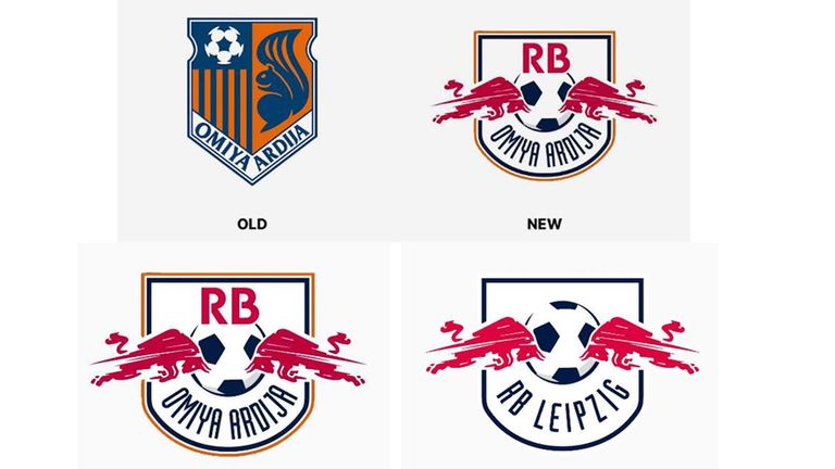 Das neue Logo von RB Omiya Ardija ähnelt dem von RB Leipzig sehr. (Quelle: Footyheadlines)