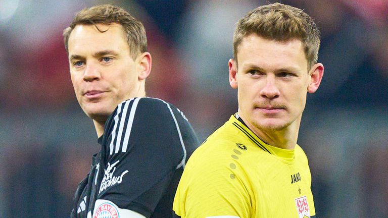 Manuel Neuer (l.) ist beim FC Bayern im Tor gesetzt, Alexander Nübel aktuell an den VfB Stuttgart ausgeliehen.