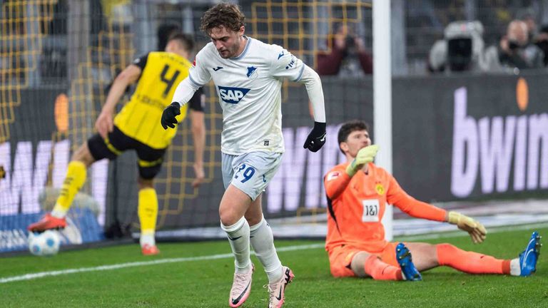 Jacob Bruun Larsen erzielt in der Nachspielzeit beim BVB für die TSG Hoffenheim den Ausgleichstreffer.