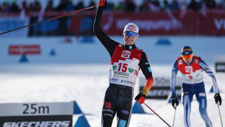 Kombinierer Vinzenz Geiger feiert in Ramsau seinen dritten Saisonsieg.