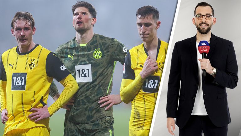 Die BVB-Spieler schauen nach der Niederlage in Kiel bedröppelt drein.