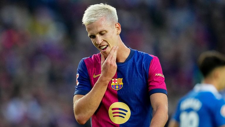 Barcelonas Dani Olmo ist noch immer nicht für die restliche Saison registriert.