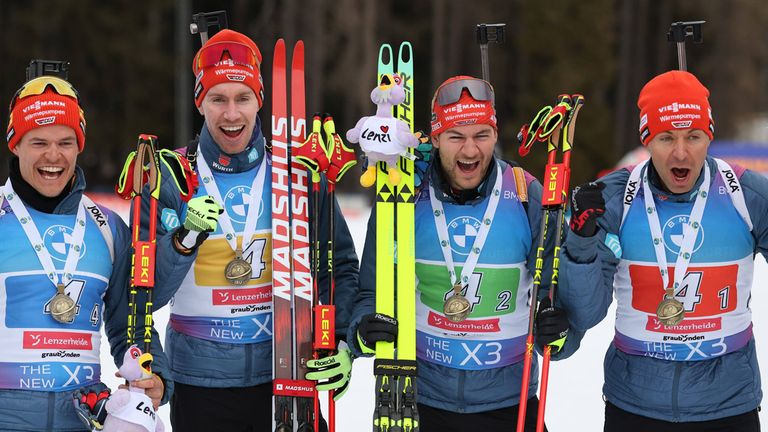 Die deutsche Biathlon-Staffel der Männer darf sich über WM-Bronze freuen.