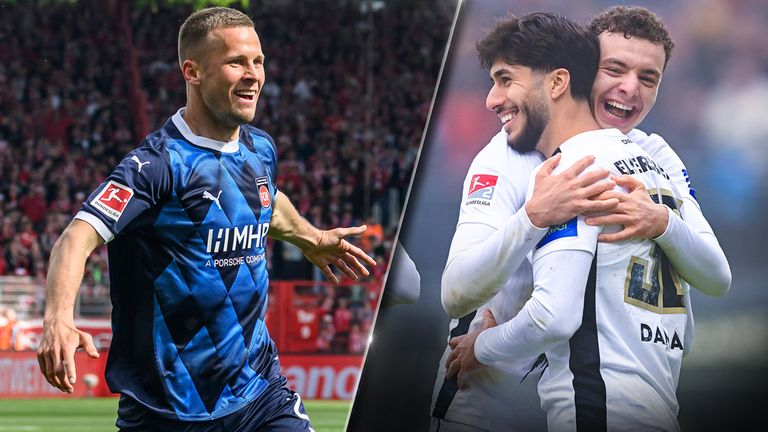 Wer setzt sich in der Relegation durch? Bundesligist Heidenheim (l.) trifft auf Zweitligist SV Elversberg (r.). 