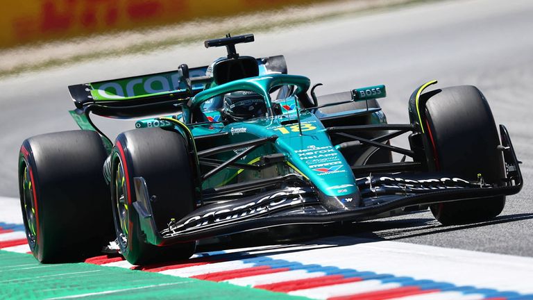 Lance Stroll (Aston Martin) in Barcelona.