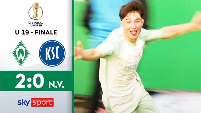 Im U19-Pokalfinale setzt sich Werder Bremen mit 2:0 nach Verlängerung gegen den Karlsruher SC durch.