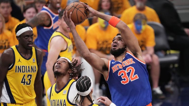 Die New York Knicks rund um Karl-Anthony Towns (r.) besiegen die Indiana Pacers.