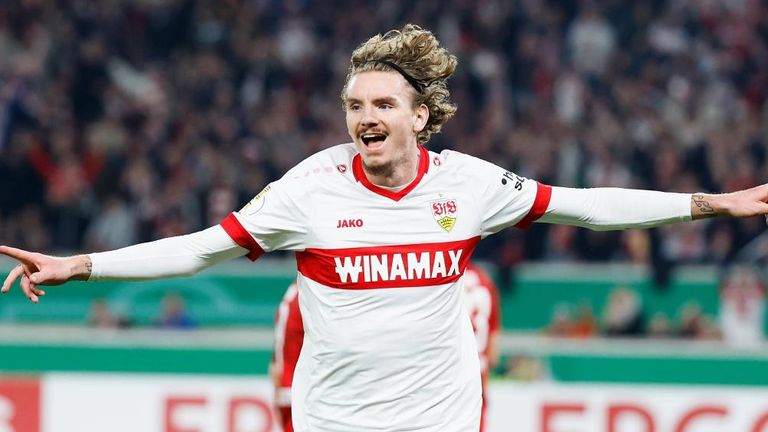 Nick Woltemade erzielt nach seinem Elfer-Fehlschuss gegen St. Pauli doch noch das Tor des Tages.