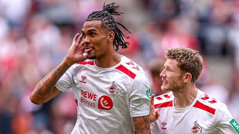 Damion Downs bejubelt hier ein Tor für den 1. FC Köln.