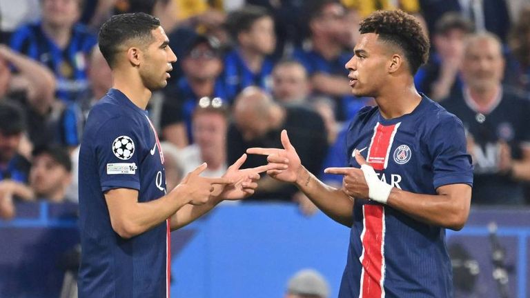 Ausgerechnet Achraf Hakimi (l.) und Desire Doue spielen beim CL-Finale in München eine entscheidende Rolle. 