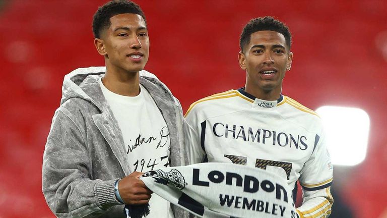 Jobe (l.) und Jude Bellingham beim Champions-League-Sieg von Real Madrid 2024 in London.