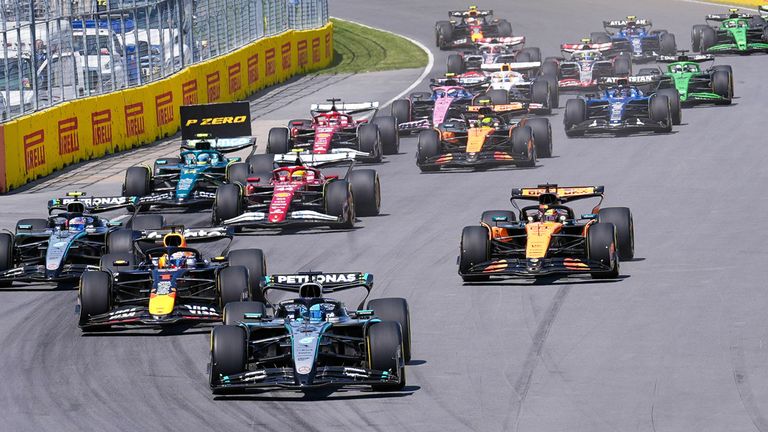 Der Rennstart der Formel 1 2025 in Kanada.