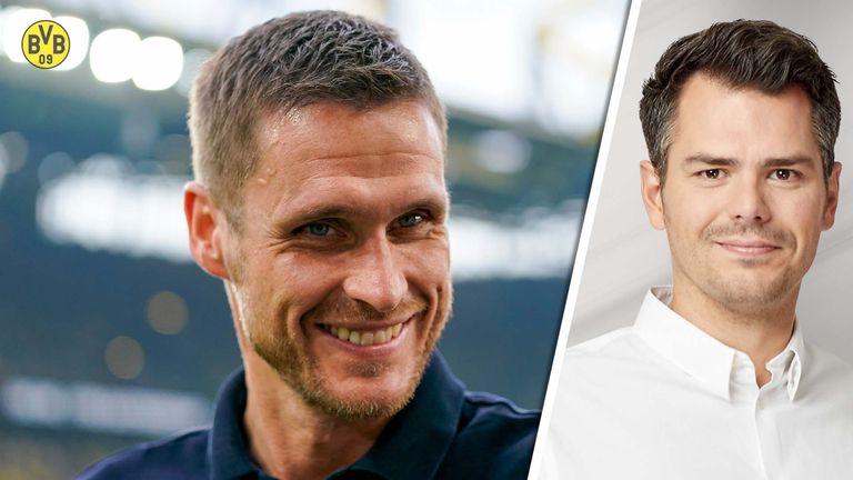 Mit dem Verkauf von Jamie Gittens macht BVB-Sportdirektor Sebastian Kehl (l.) einen richtig guten Deal für Dortmund. 
