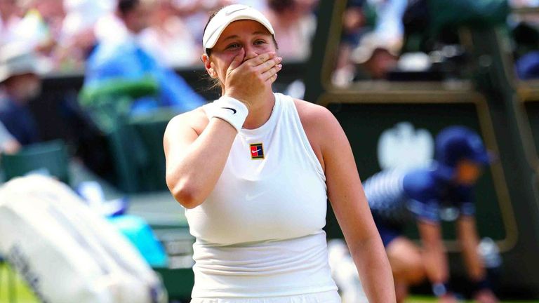 Amanda Anisimova steht nach dem Sieg gegen Sabalenka im Finale von Wimbledon.