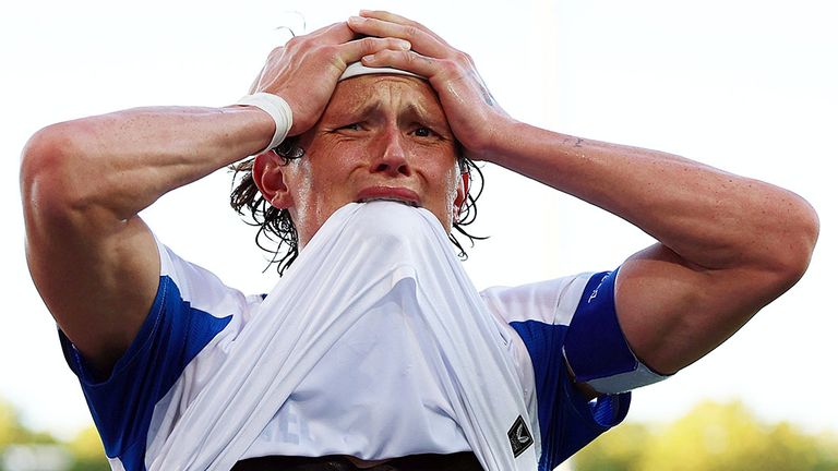 Hertha-Kapitän Fabian Reese wirkte im DFB-Pokal gegen Preußen Münster phasenweise verzweifelt.