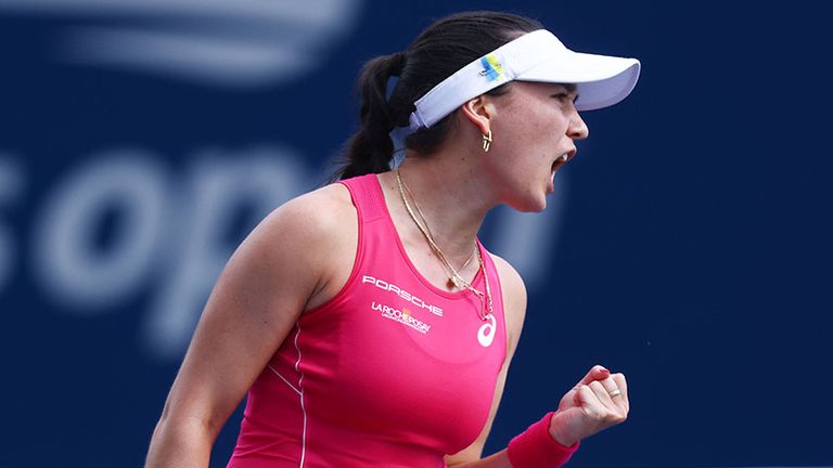 Eva Lys lässt bei den US Open einen Jubelschreis heraus.