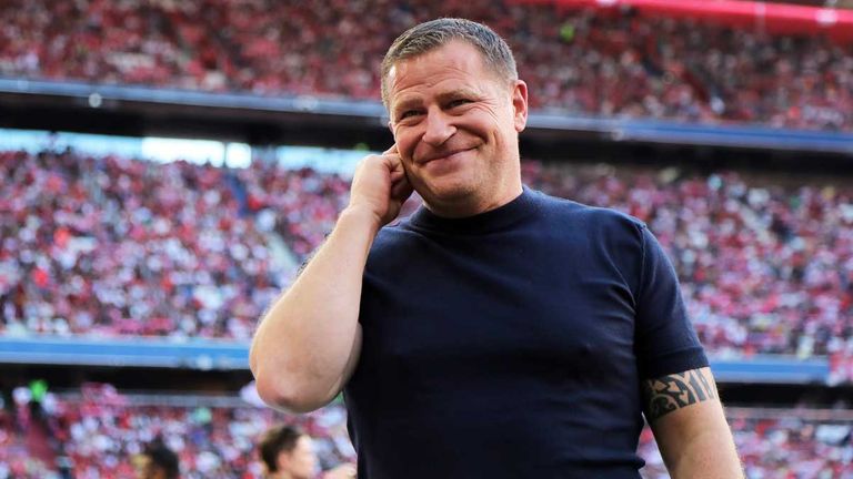 Max Eberl war nach Bayerns 4:0-Sieg gegen Tottenham bester Laune.