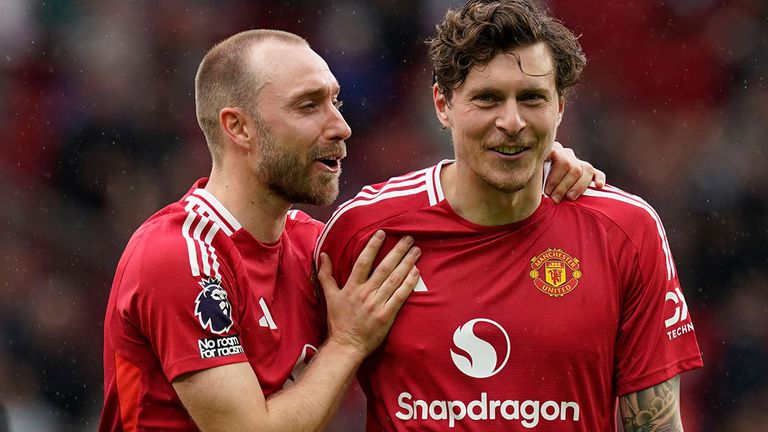 Victor Lindelöf (r.) mit seinem damaligen United-Teamkollegen Christian Eriksen.