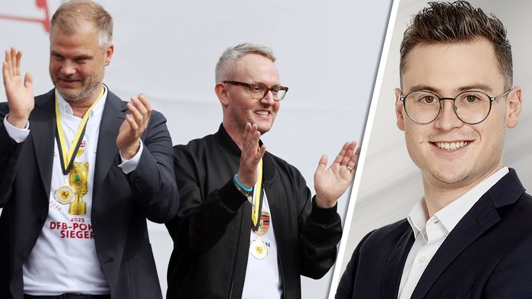 Sky Sport Reporter Dennis Bayer (r.) bezeichnet den Woltemade-Deal des VfB Stuttgart als ''Meisterstück''.