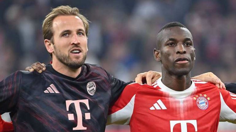 Harry Kane (l.) und Nicolas Jackson (Mitte) standen gegen den Hamburger SV zum ersten Mal gemeinsam auf dem Platz.
