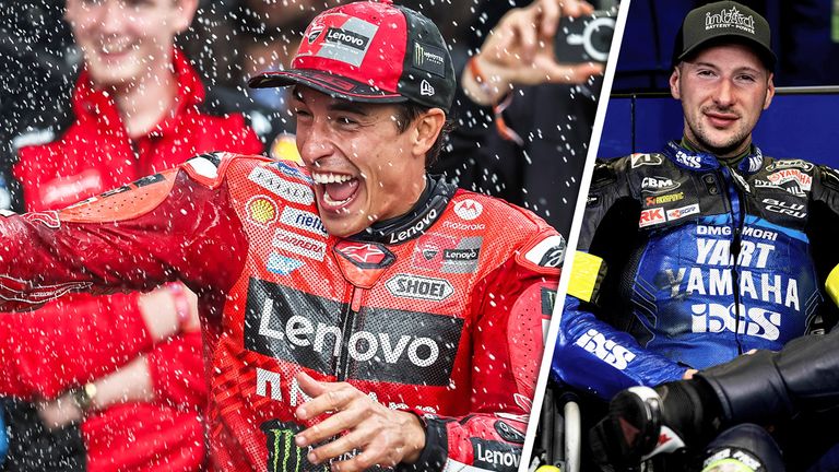 Marc Marquez (l.) gewinnt in Japan vorzeitig seinen neunten WM-Titel. Sky Sport Experte Marvin Fritz (r.) schwärmt vom MotoGP-Champion.