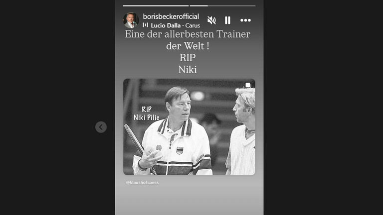 Boris Becker trauert um Pilic (Quelle: instagram.com/stories/borisbeckerofficial/).