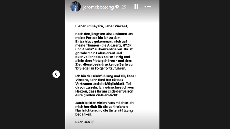 Das Statement von Jerome Boateng.