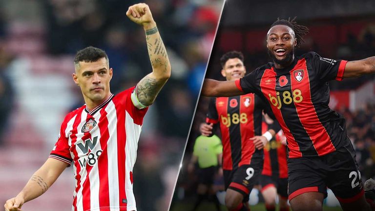 Granit Xhaka (l.) mit Sunderland und Antoine Semenyo mit Bournemouth sorgen in der Premier League für Furore.