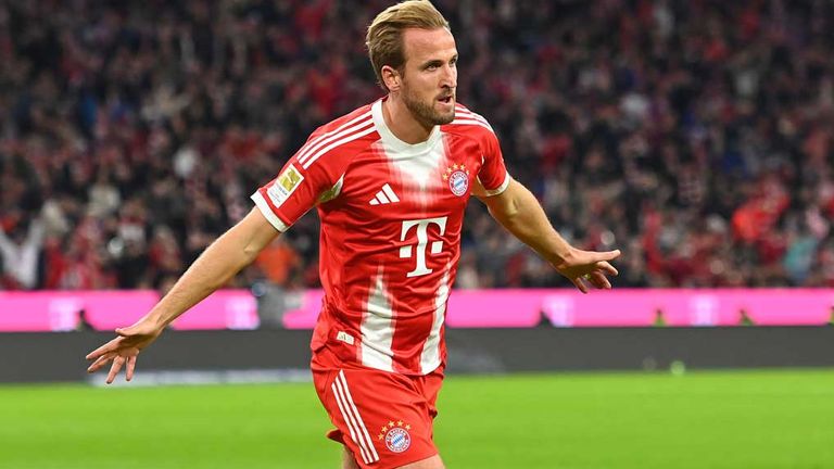Harry Kane bejubelt sein Tor bei Bayerns 2:1-Sieg gegen Dortmund.