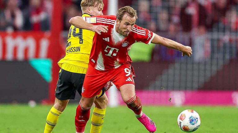 Harry Kane (r.) im Zweikampf mit Dortmunds Daniel Svensson.