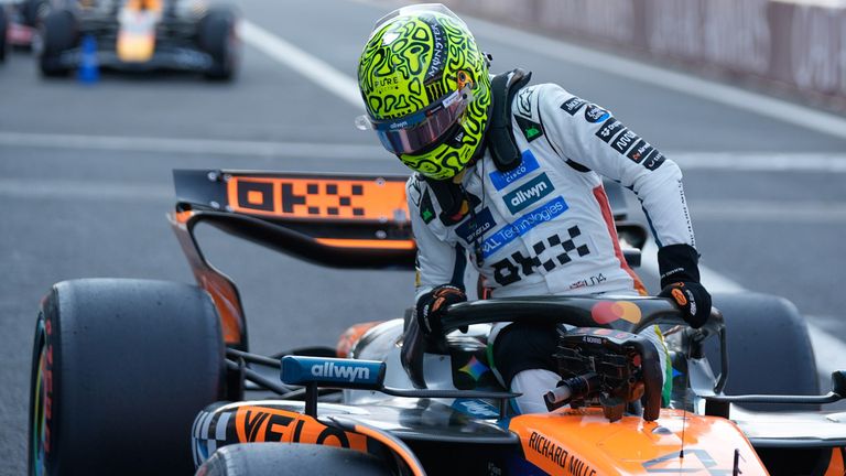 McLaren-Pilot Lando Norris schnappt sich beim Qualifying zum GP von Mexiko die Pole Position.