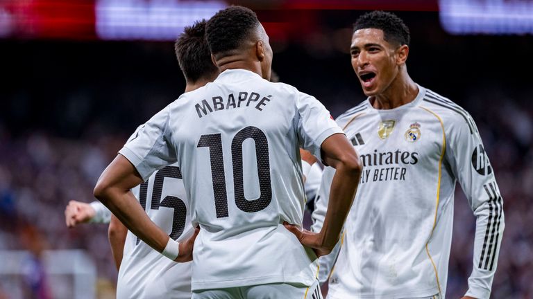 Kylian Mbappe und Jude Bellingham treffen für Real Madrid.