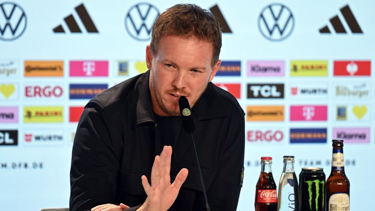 Julian Nagelsmann auf der Pressekonferenz vor dem WM-Qualifikationsspiel gegen Luxemburg.