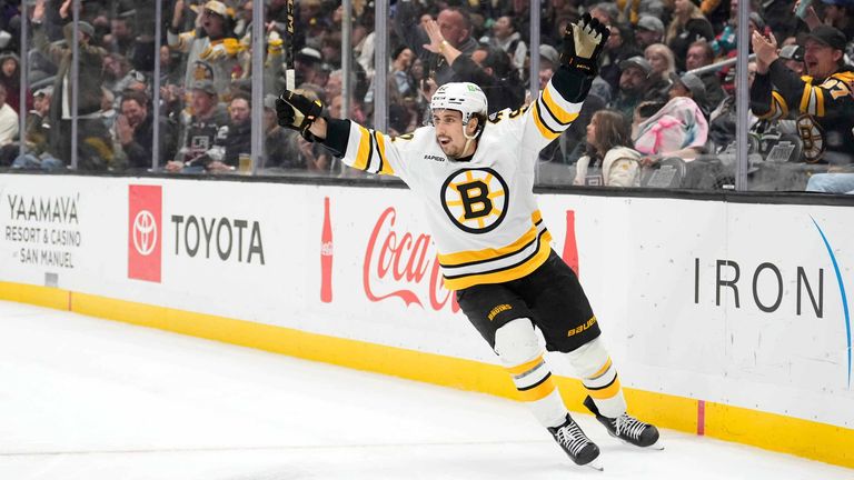 Marat Khusnutdinov bejubelt den Sieg der Boston Bruins.