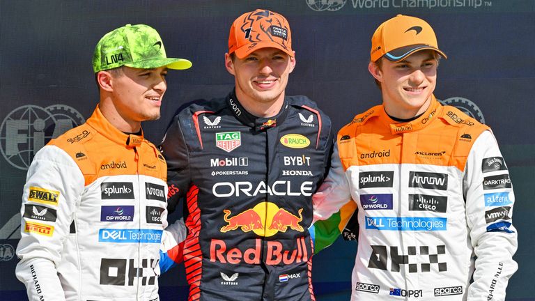 Lando Norris (l.), Max Verstappen (M.) und Oscar Piastri (r.) kämpfen um den WM-Titel in der Formel 1.