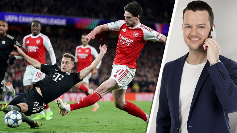 Arsenals Declan Rice lieferte gegen Joshua Kimmich und den FC Bayern eine starke Leistung ab.