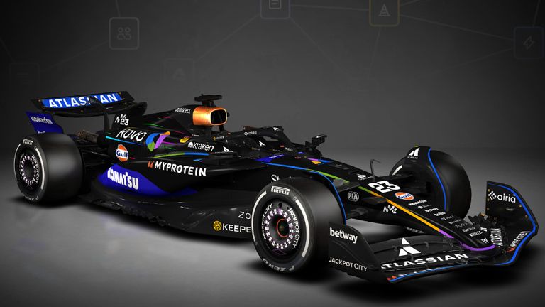 Die Sonderlackierung ist dem Titel-Sponsor des Teams gewidmet. (Quelle: X/@Williams)