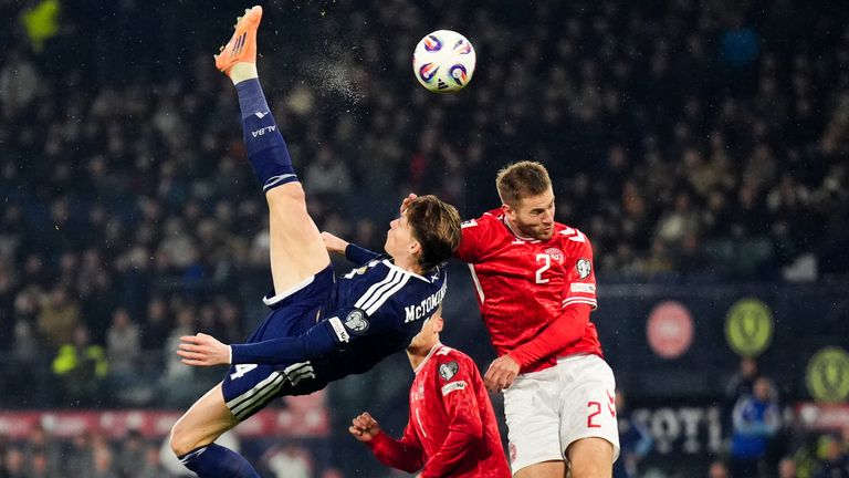 Scott McTominay's incredible bicycle kick gave Scotland an early lead against Denmark