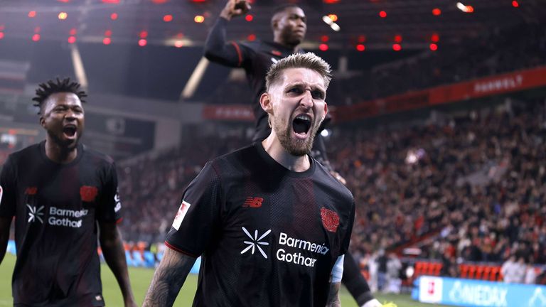 Robert Andrich (Mitte) sorgte für den 2:0 Endstand. Im Topspiel trifft die Werkself am Samstag auf RB Leipzig. 