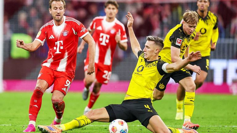 Harry Kane und Nico Schlotterbeck treffen am 24. Spieltag aufeinander. 