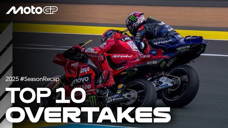 Die zehn besten und spektakulärsten Überholmanöver der MotoGP-Saison 2025.