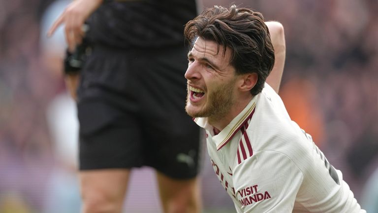 Arsenals Declan Rice zeigte sich nach der späten Pleite der Gunners niedergeschlagen.