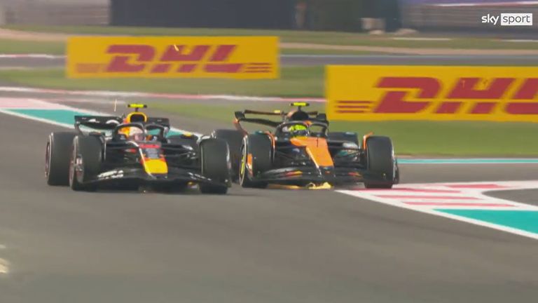 Yuki Tsunoda (l.) hat in Abu Dhabi Lando Norris (McLaren) von der Strecke gedrängt.