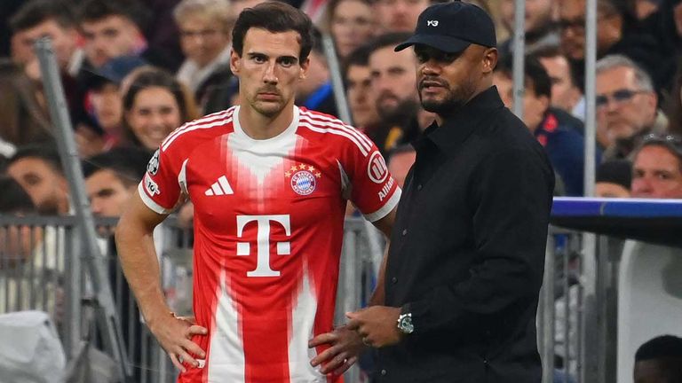 Lässt der FC Bayern Leon Goretzka (l.) ziehen oder bleibt der Nationalspieler im Team von Trainer Vincent Kompany?