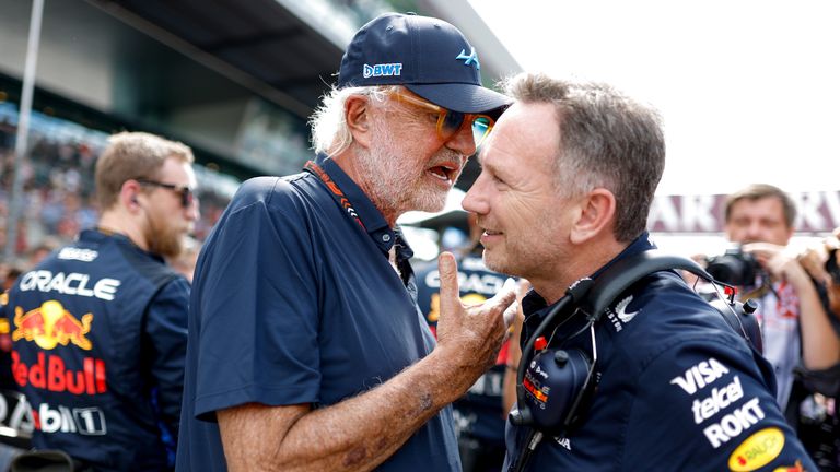 Christian Horner (r.) mit Flavio Briatore (l.) beim Großen Preis von Österreich 2024.