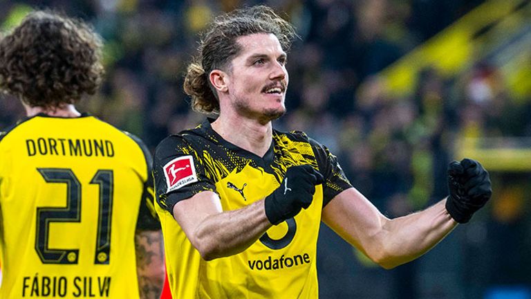 Marcel Sabitzer bejubelt sein Tor für den BVB.