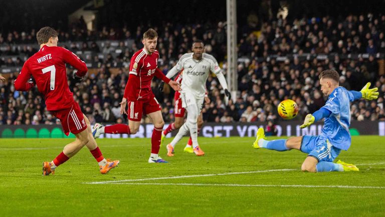 Florian Wirtz erzielt den Ausgleich für den FC Liverpool beim FC Fulham.